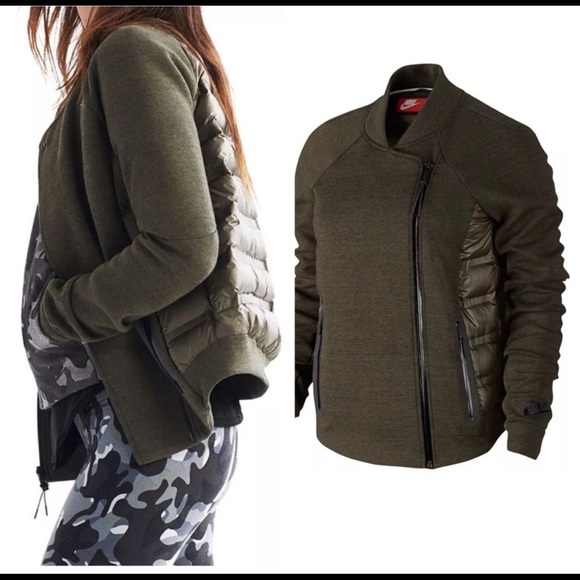 Nike Jackets & Blazers - Nike Tech Fleece 800 Aeroloft moto green jacket